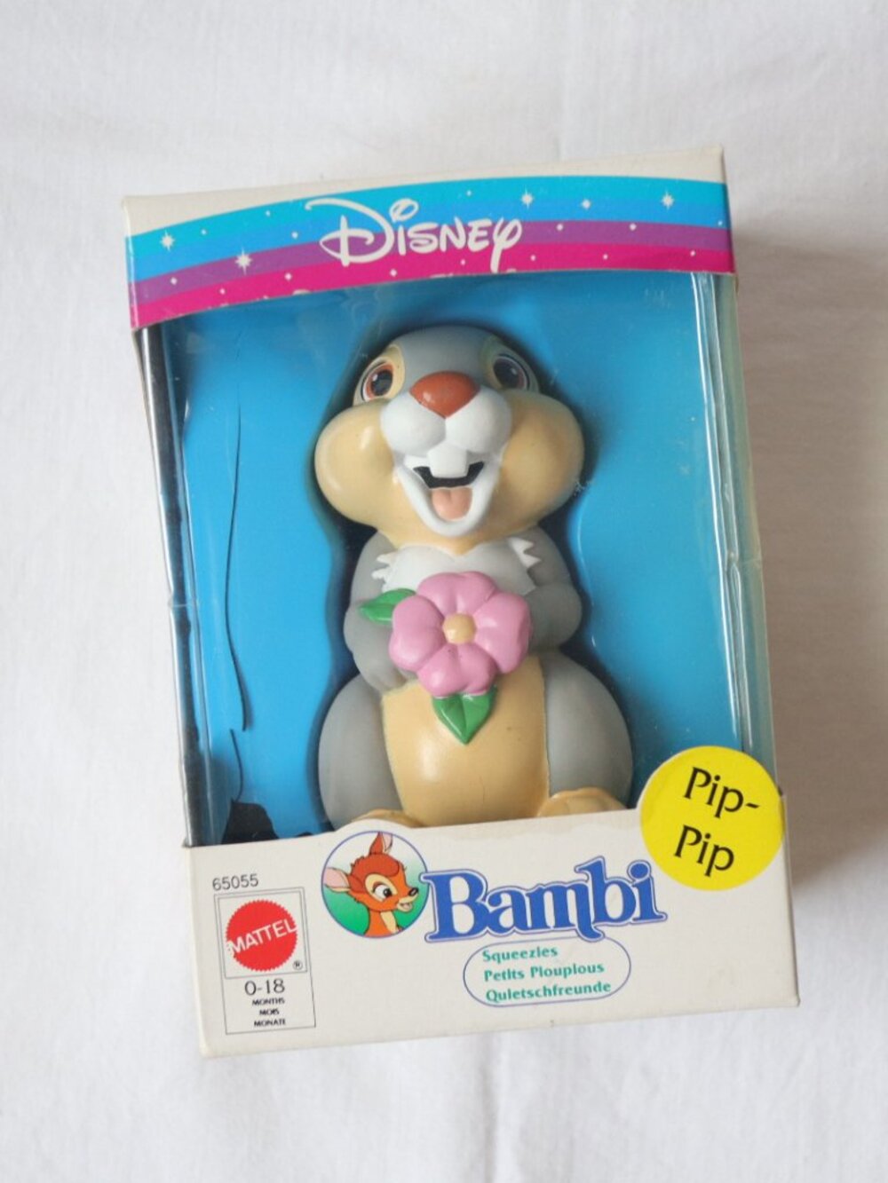 Vintage Mattel Disney Bambi Thumper Squeezies Toy / Thumper With Pink Flower